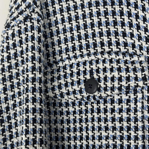 Zara Women’s Tweed Houndstooth Oversized Button-Up Shacket Jacket M Ruffle Boho - Picture 3 of 9